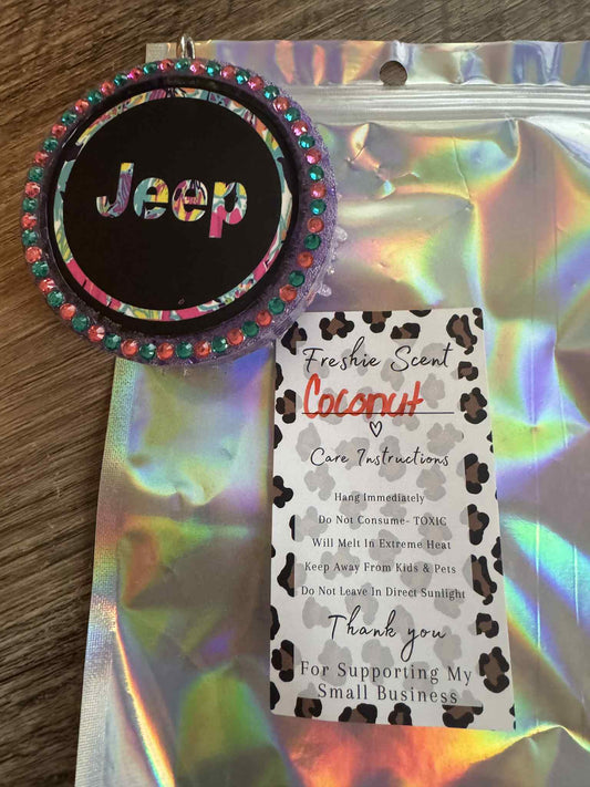 Rhinestoned jeep scented coconut