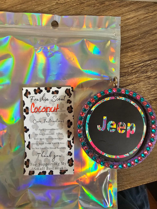 Rhinestoned jeep scented coconut