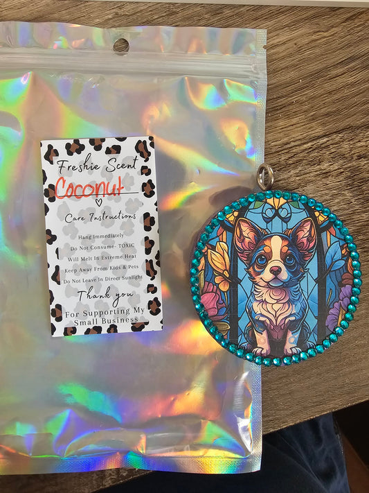 Rhinestoned dog scented coconut