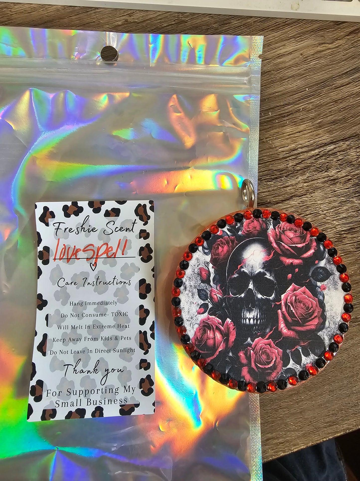 Rhinestoned skull scented Love spell